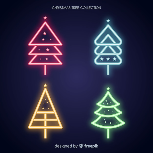 Colección árboles de navidad neón
