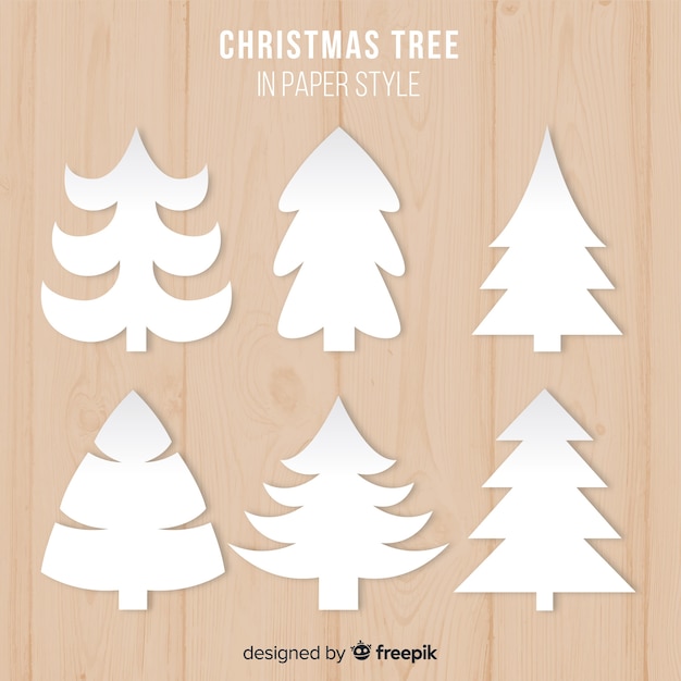 Vector gratuito colección árboles de navidad de papel