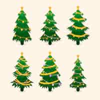 Vector gratuito colección arboles de navidad planos dibujados a mano