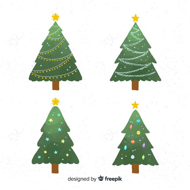 Colección de árboles de navidad planos