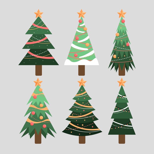 Colección arboles de navidad planos