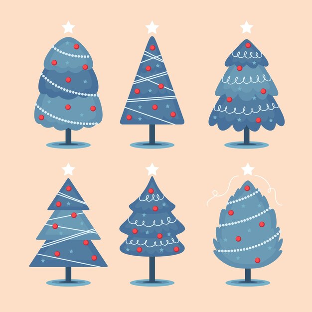 Colección arboles de navidad planos