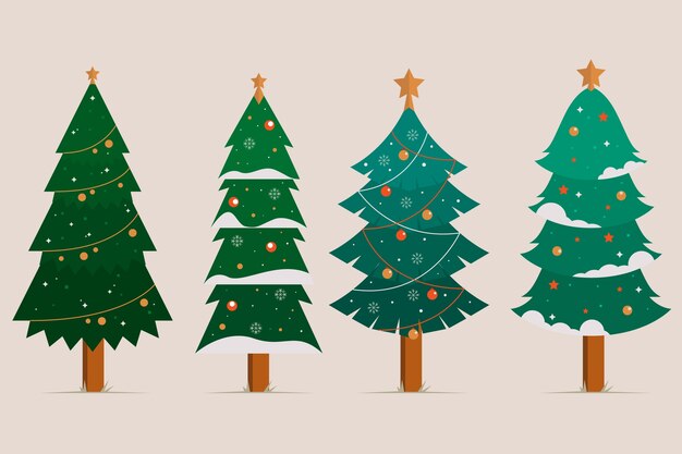 Colección arboles de navidad planos