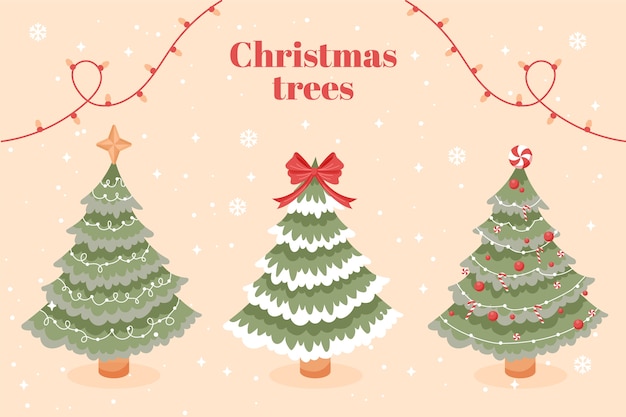 Colección arboles de navidad planos
