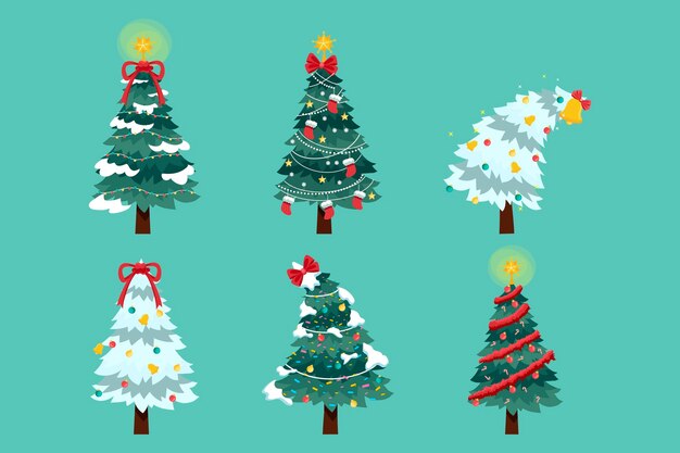Colección arboles de navidad planos