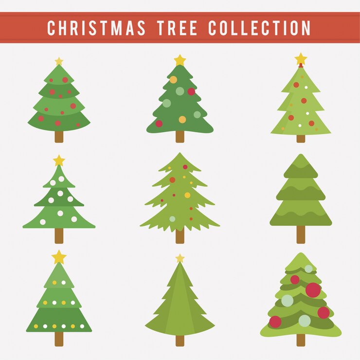 Vector gratuito colección de árboles de navidad
