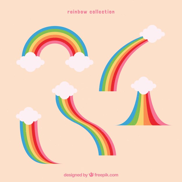 Colección de arco iris con formas diferentes en estilo plano