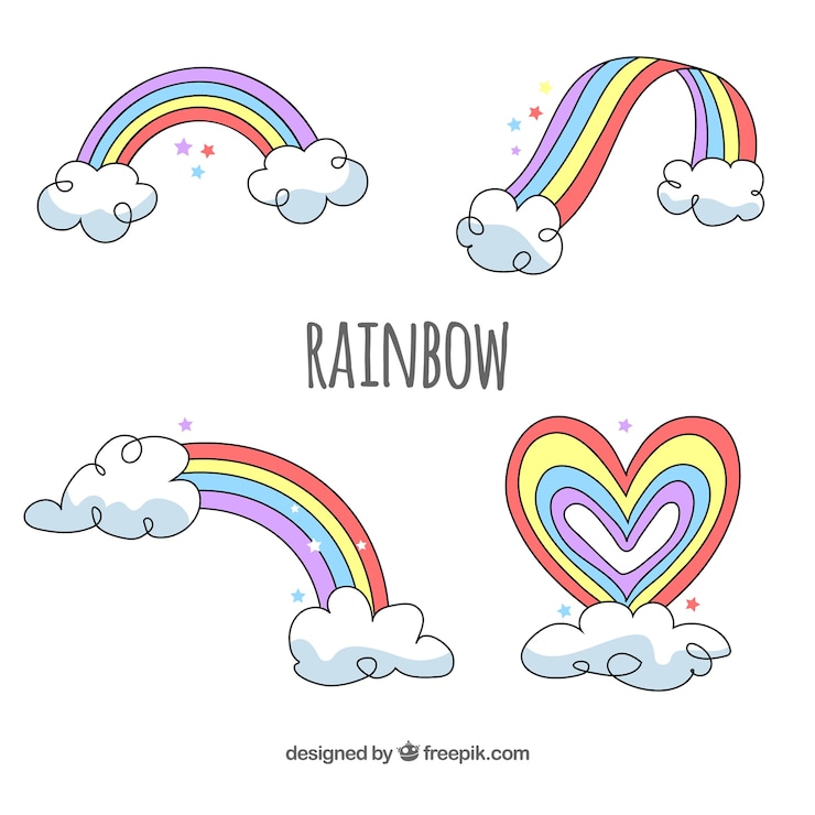 Vector gratuito colección de arco iris con formas diferentes en estilo plano