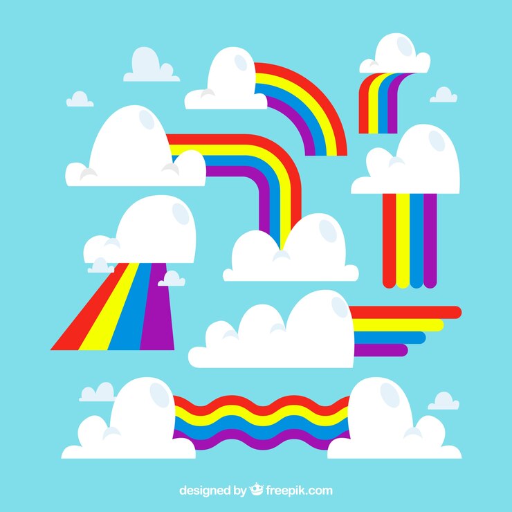 Vector gratuito colección de arco iris con formas diferentes en estilo plano