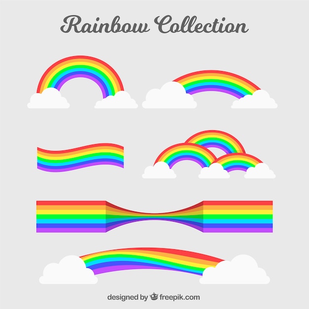 Colección de arco iris con formas diferentes en estilo plano