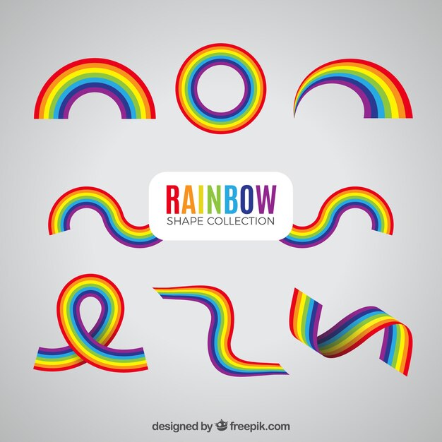 Colección de arco iris con formas diferentes en estilo plano
