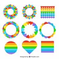 Vector gratuito colección de arco iris con formas diferentes