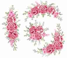 Vector gratuito colección de arreglo floral rosa rosa