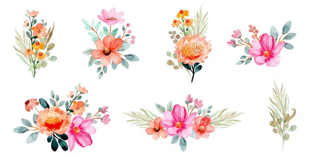 colección de arreglos florales de acuarela