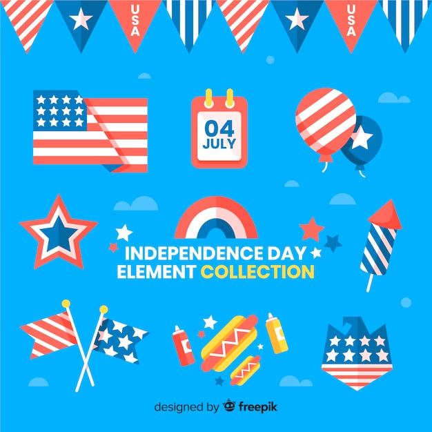 Vector gratuito colección de artículos del 4 de julio - día de la independencia