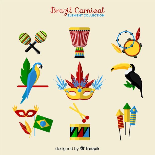 Vector gratuito colección de artículos del carnaval de brasil