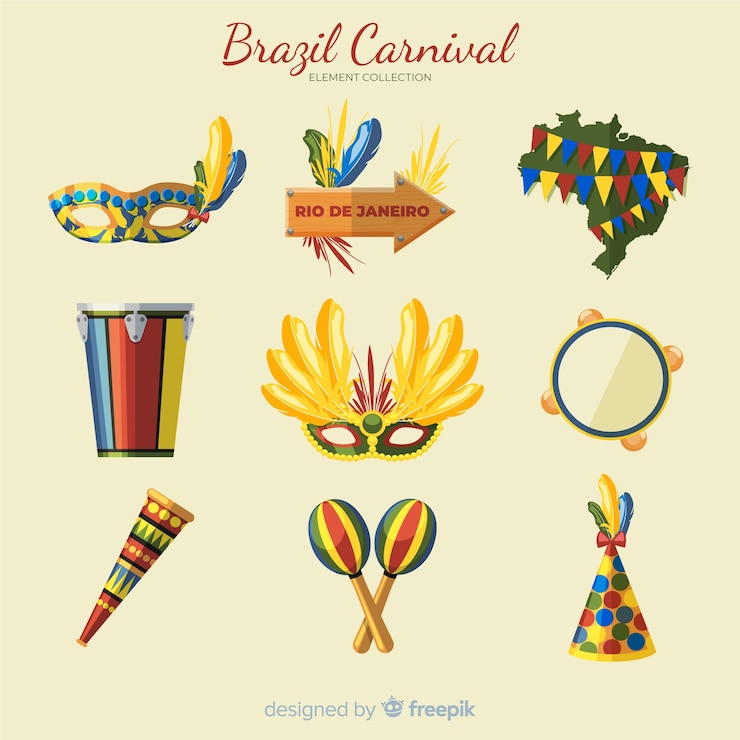 Vector gratuito colección de artículos del carnaval de brasil