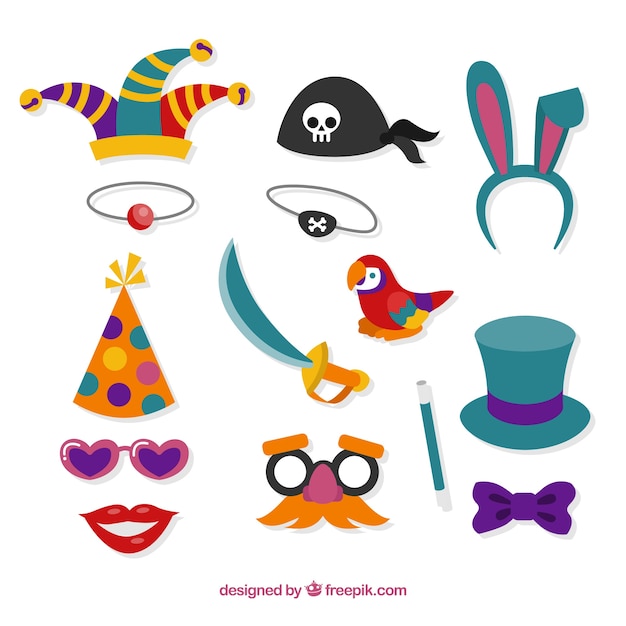 Colección de artículos de carnaval en diseño plano