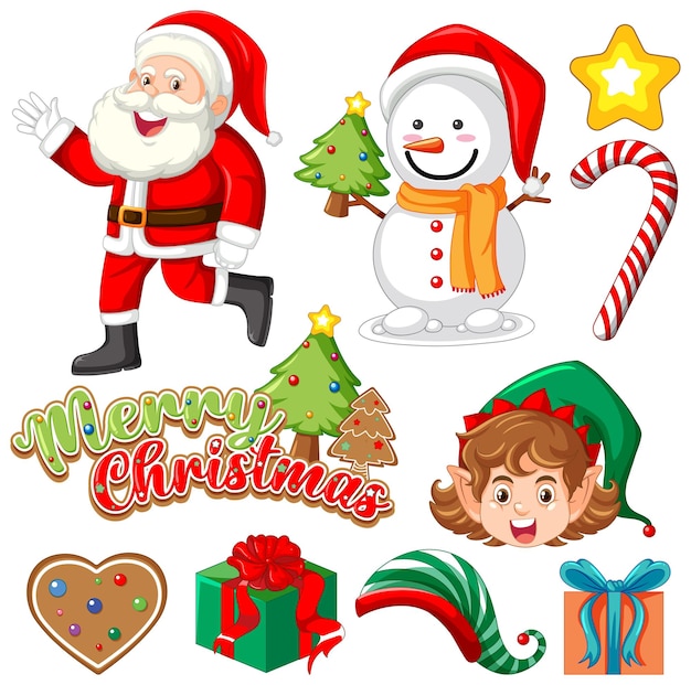 Colección de artículos de decoración de objetos de feliz Navidad