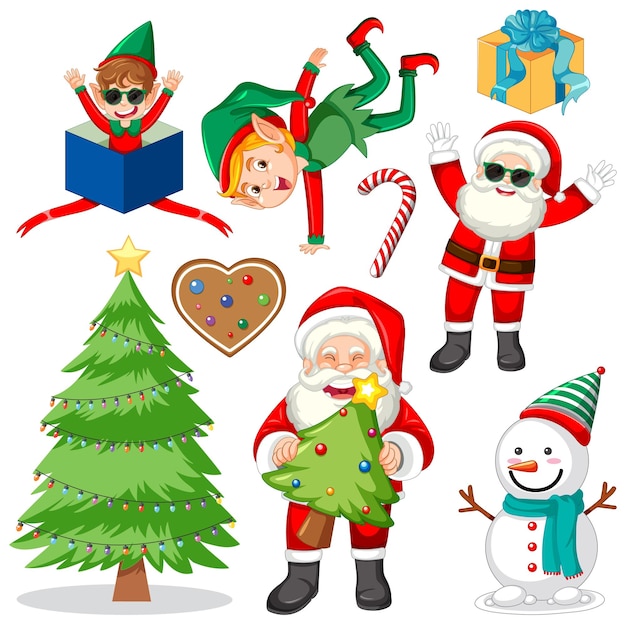 Colección de artículos de decoración de objetos de feliz Navidad