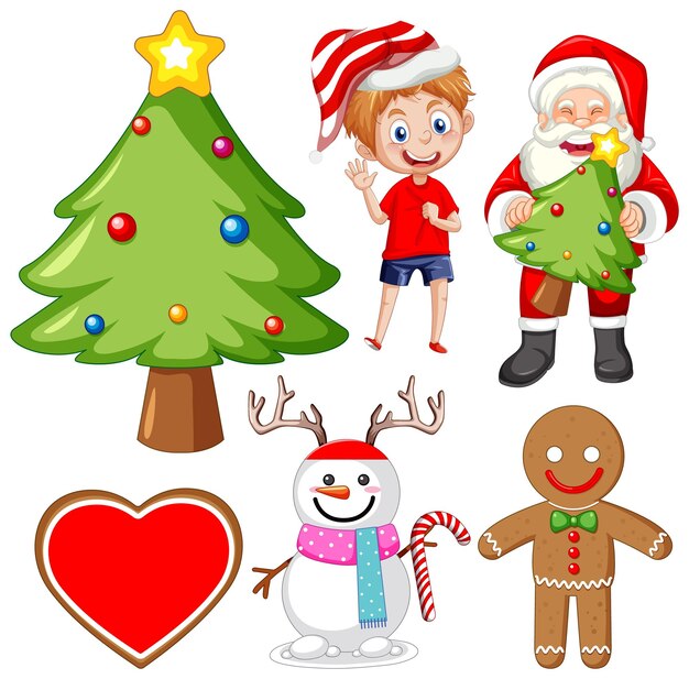 Vector gratuito colección de artículos de decoración de objetos de feliz navidad