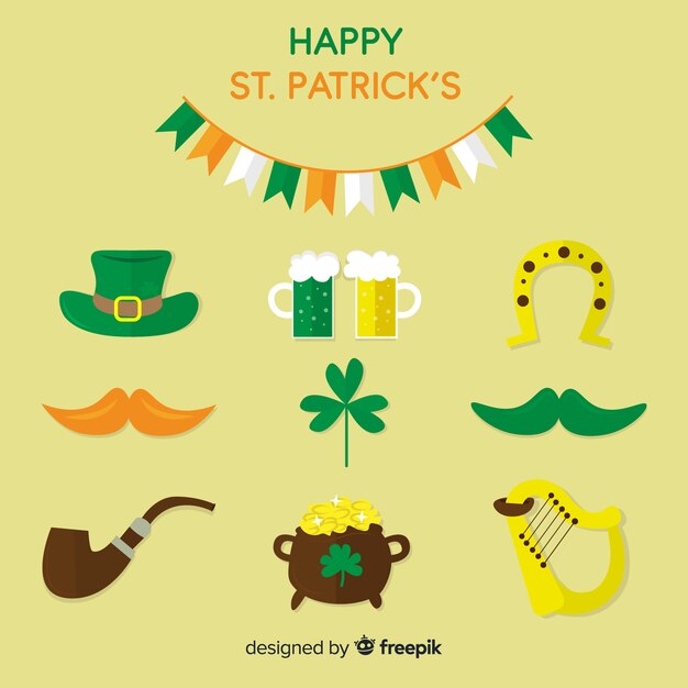 Colección de artículos del día de san patricio dibujados a mano