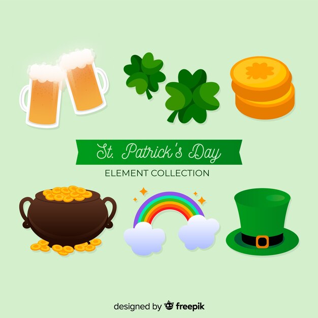 Colección de artículos del día de san patricio en diseño plano