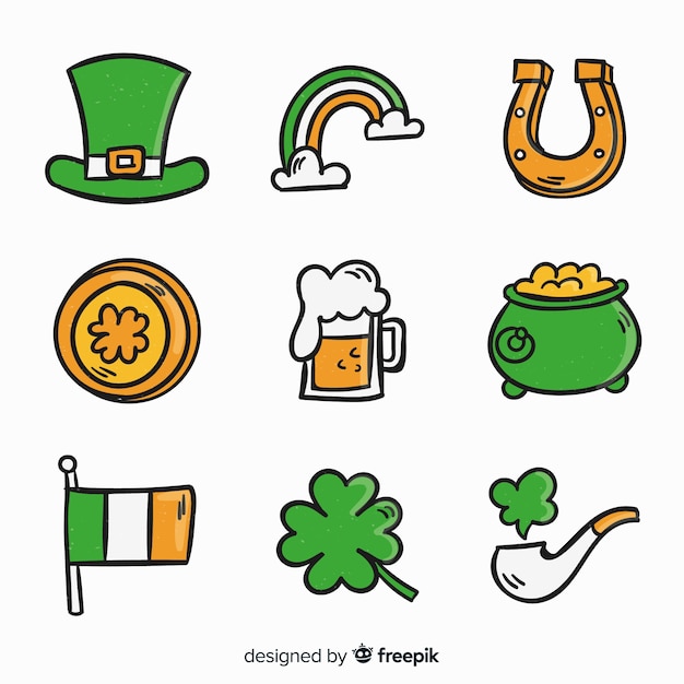 Vector gratuito colección de artículos del día de san patricio