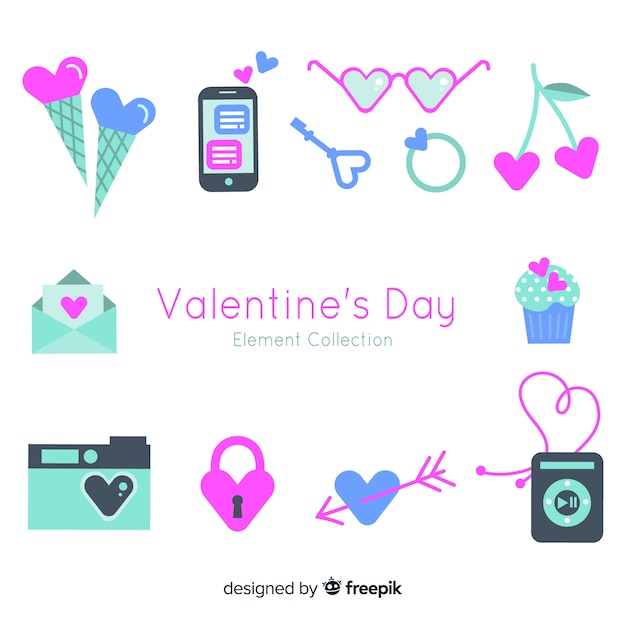 Vector gratuito colección de artículos del día de san valentín