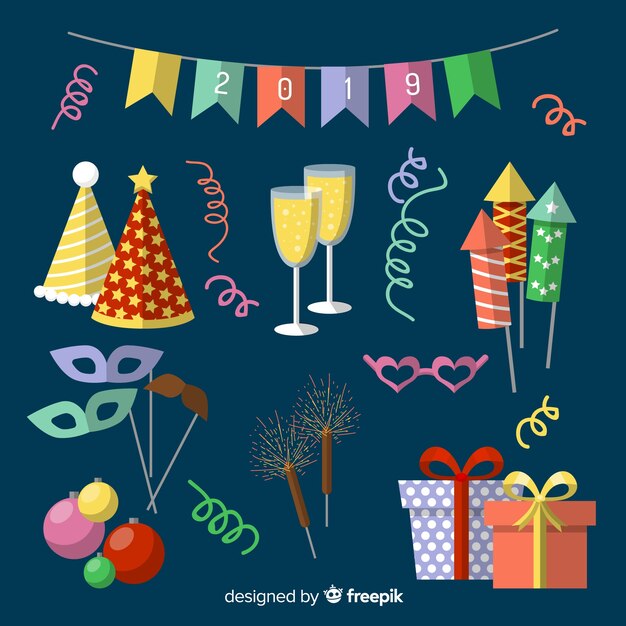 Colección de artículos de fiesta de año nuevo