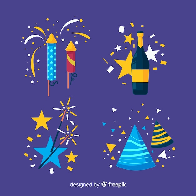 Vector gratuito colección de artículos de fiesta de año nuevo