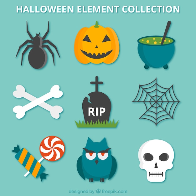 Vector gratuito colección de artículos para halloween