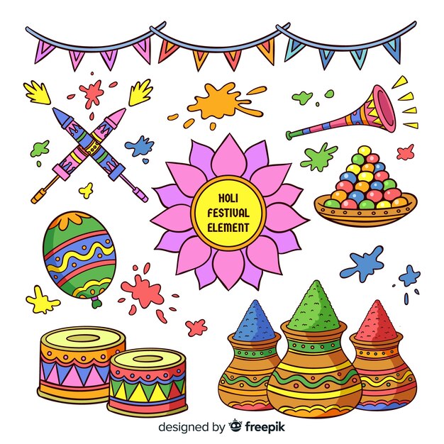 Colección de artículos de holi festival