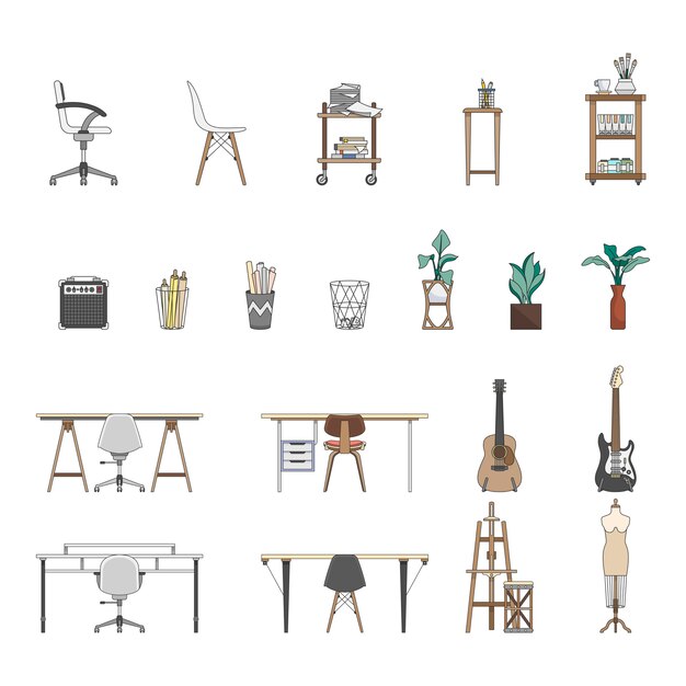 Colección de artículos ilustrados