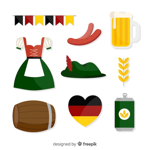 Colección de artículos de oktoberfest en diseño plano