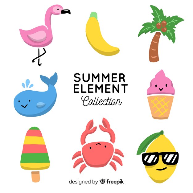 Colección de artículos de verano dibujado a mano