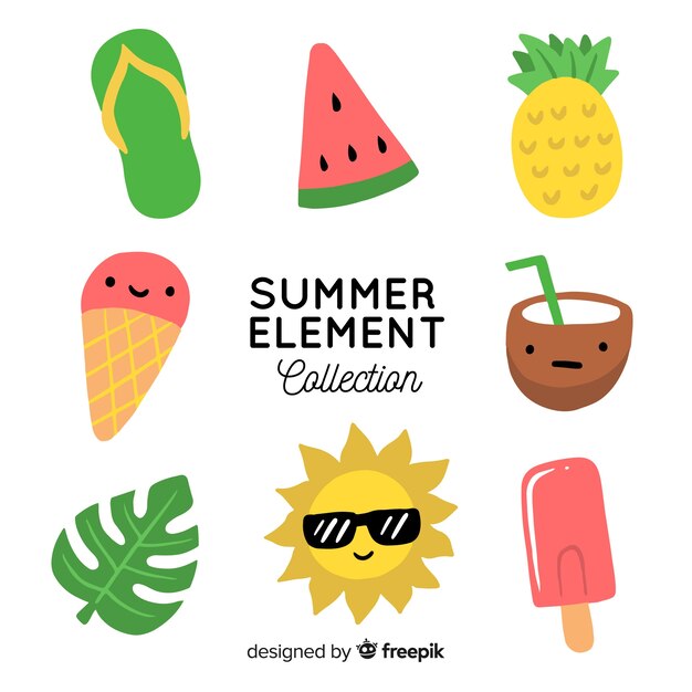 Colección de artículos de verano dibujado a mano