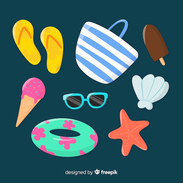 Vector gratuito colección de artículos de verano dibujados a mano