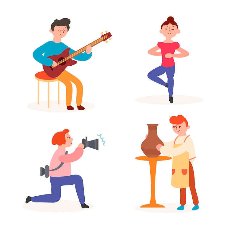 Vector gratuito colección de artistas en el trabajo.