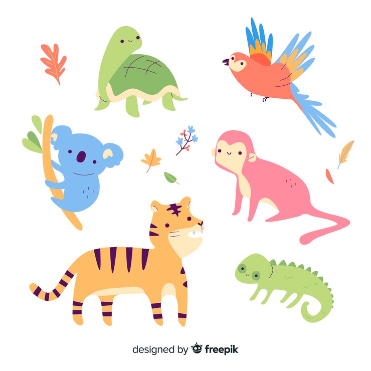 Vector gratuito colección artística y colorida de animales