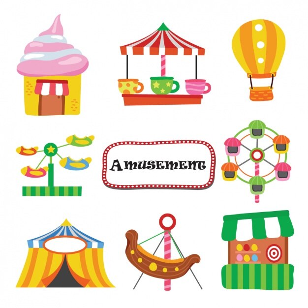 Colección de atracciones de feria