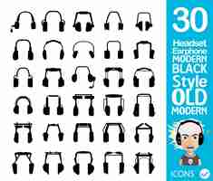 Vector gratuito colección de auriculares negros