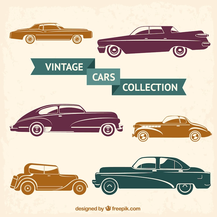 Vector gratuito colección de autos antiguos