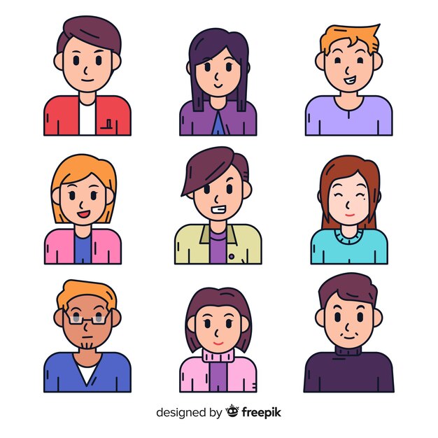 Colección avatar gente dibujada a mano