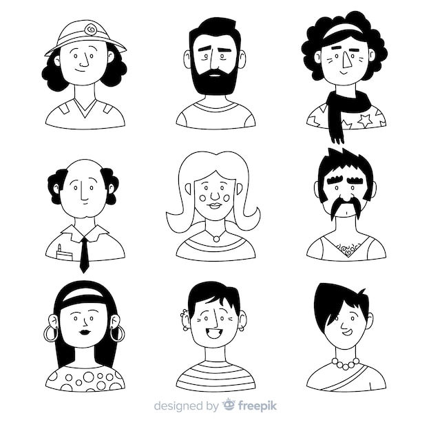 Colección avatar gente dibujada a mano