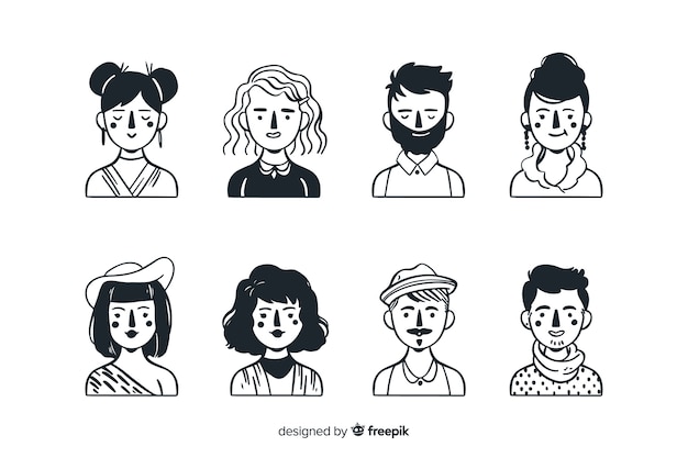 Colección avatar gente dibujada a mano
