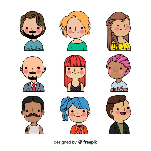Colección avatar gente dibujada a mano