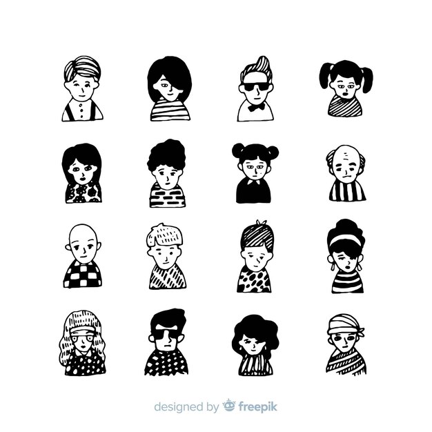 Colección avatar gente dibujada a mano