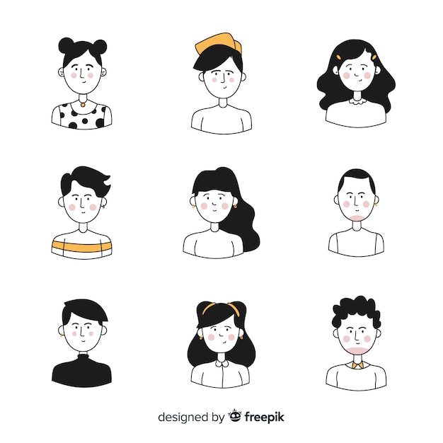 Vector gratuito colección de avatar de personas dibujadas a mano