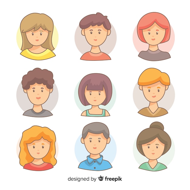 Vector gratuito colección de avatar de personas dibujadas a mano